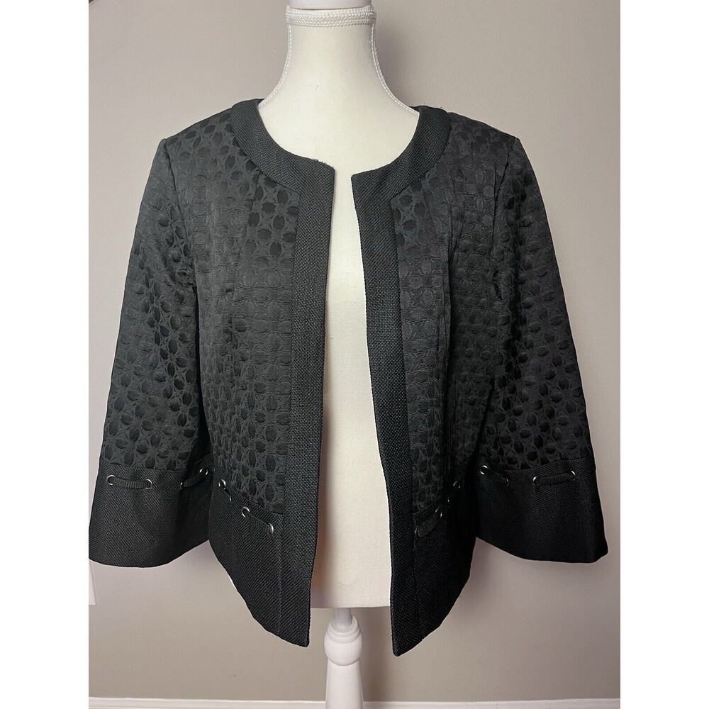Laudrew Jacket Womens Size 14 Black Dressy Detailed Statement Piece Cropped